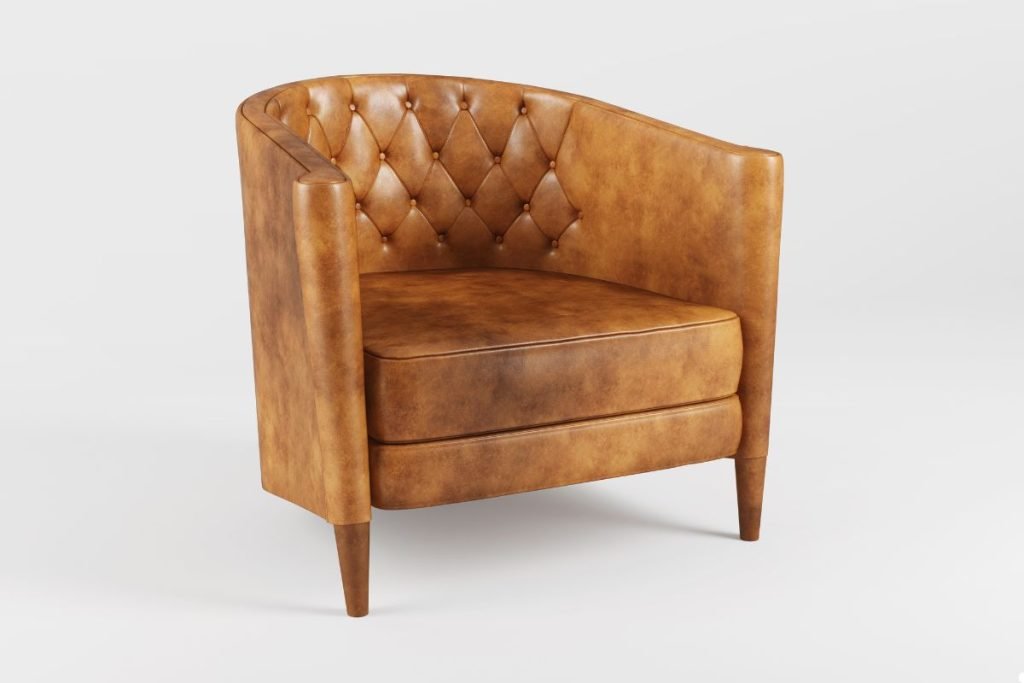 A tufted-back leather chair showcasing elegant design and comfort.